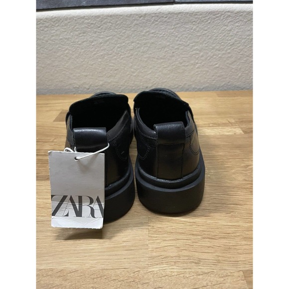 Zara Chunky Platform Loafer shoes Size 3.4 EU 35 Black slip on - Picture 6 of 9